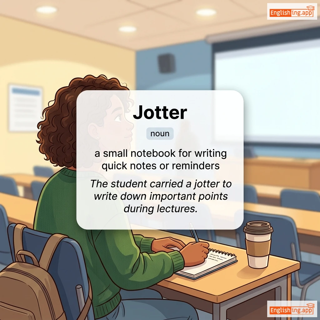 Jotter definition card — visual illustration of the meaning