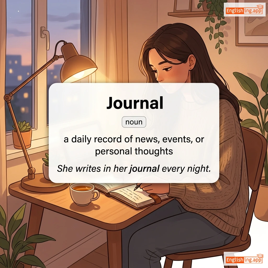Journal definition card — visual illustration of the meaning