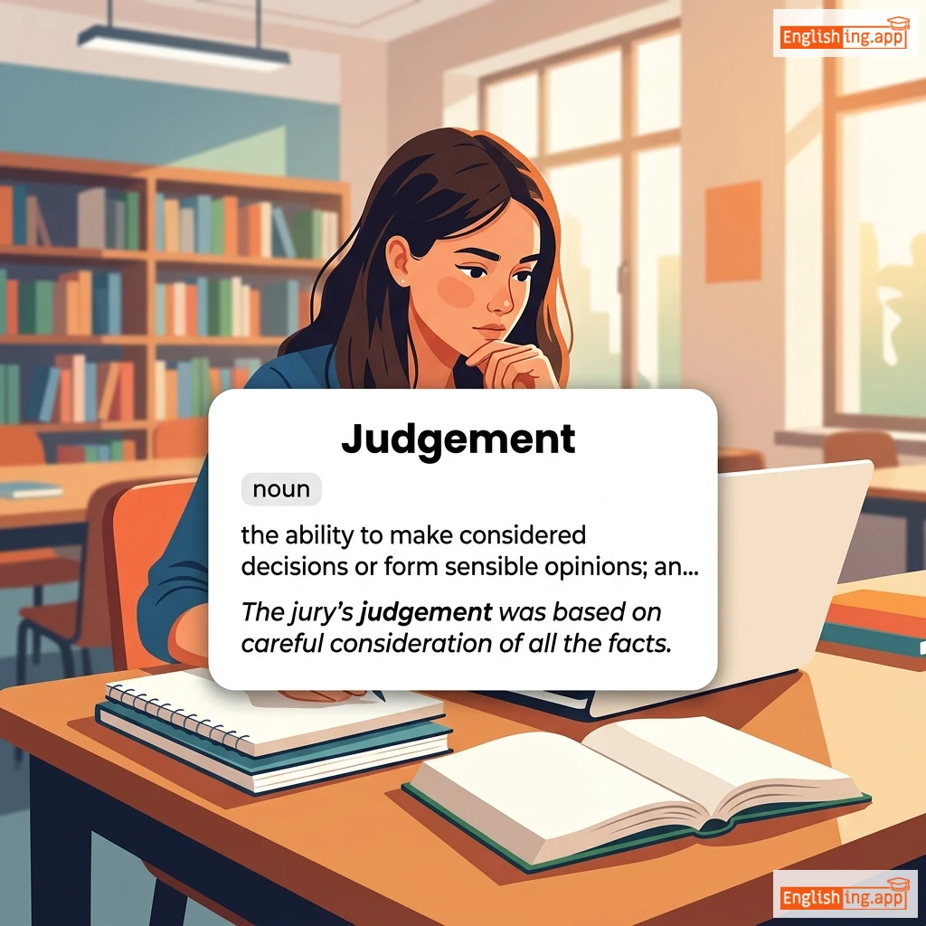 Judgement definition card — visual illustration of the meaning