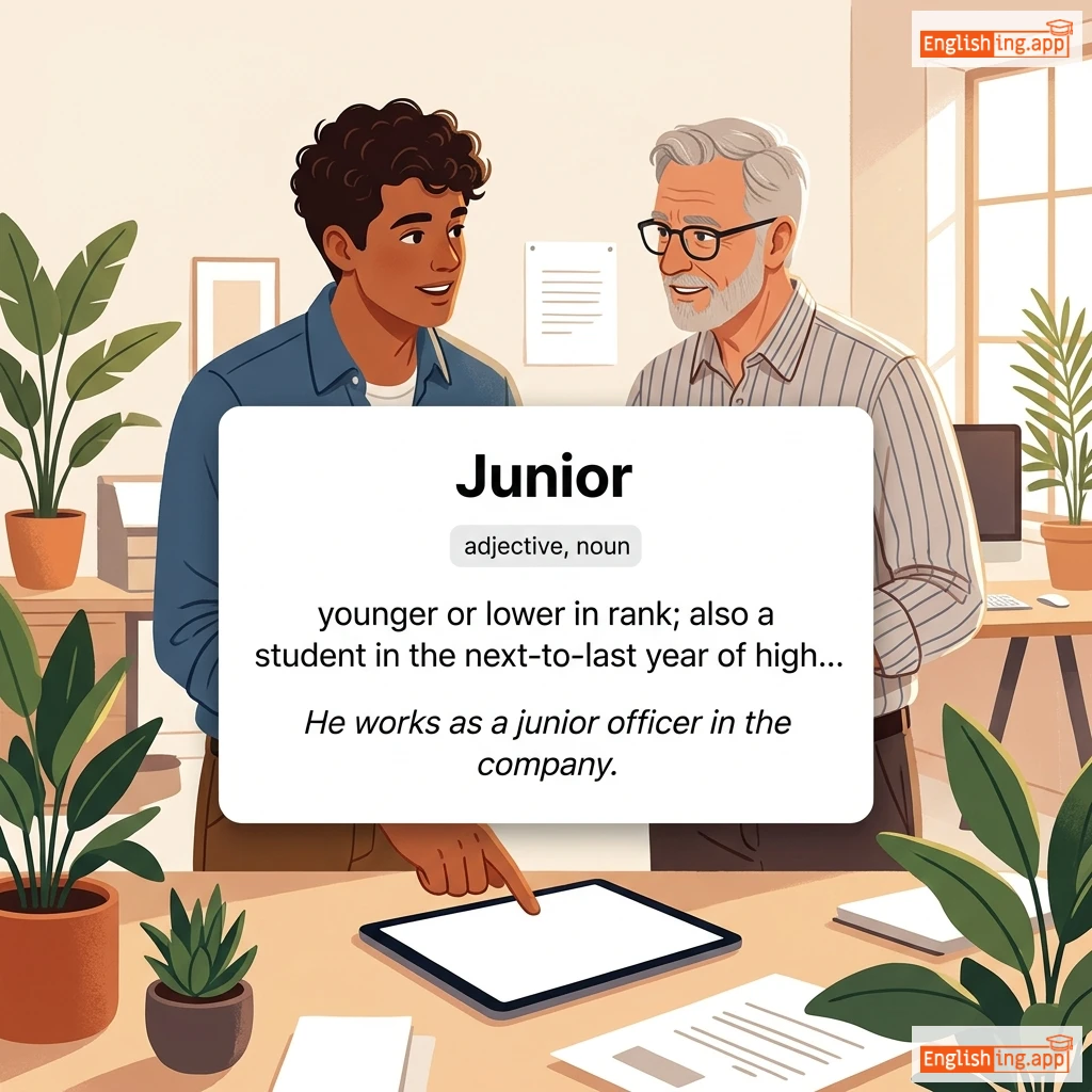 Junior definition card — visual illustration of the meaning