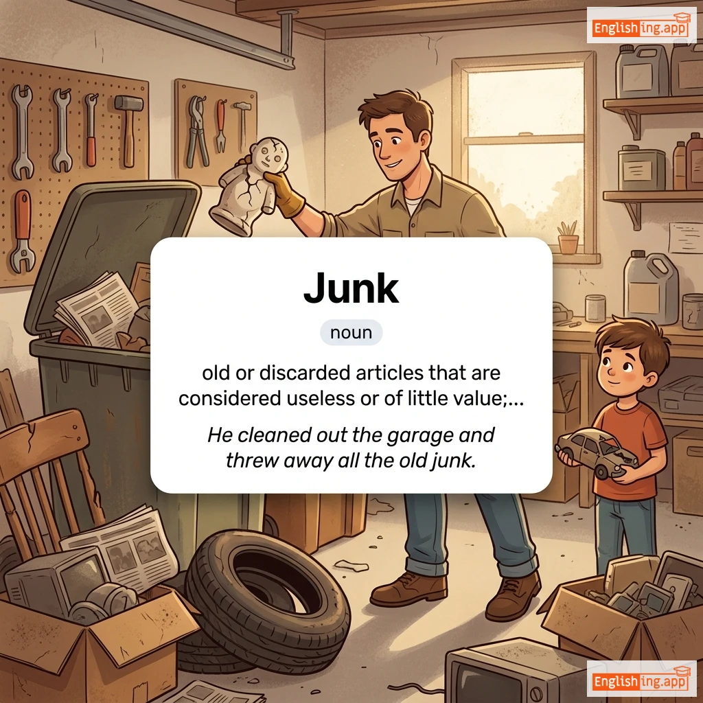 Junk definition card — visual illustration of the meaning