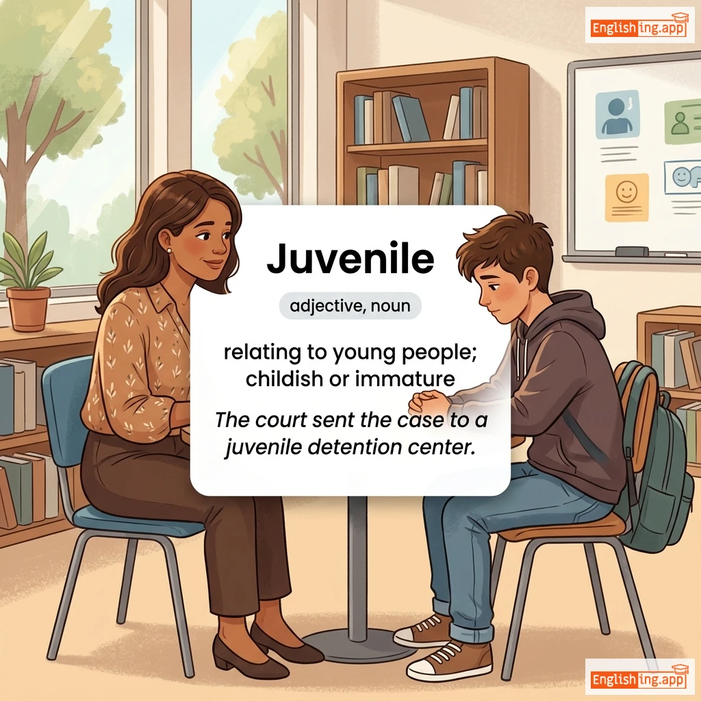 Juvenile definition card — visual illustration of the meaning