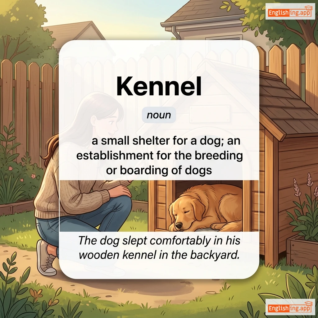 Kennel definition card — visual illustration of the meaning