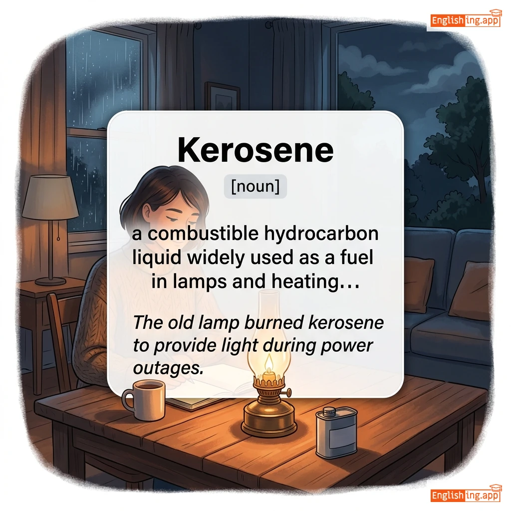 Kerosene definition card — visual illustration of the meaning