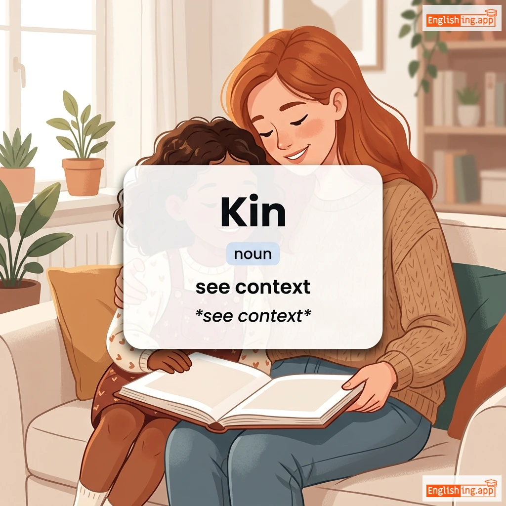 Kin definition card — visual illustration of the meaning