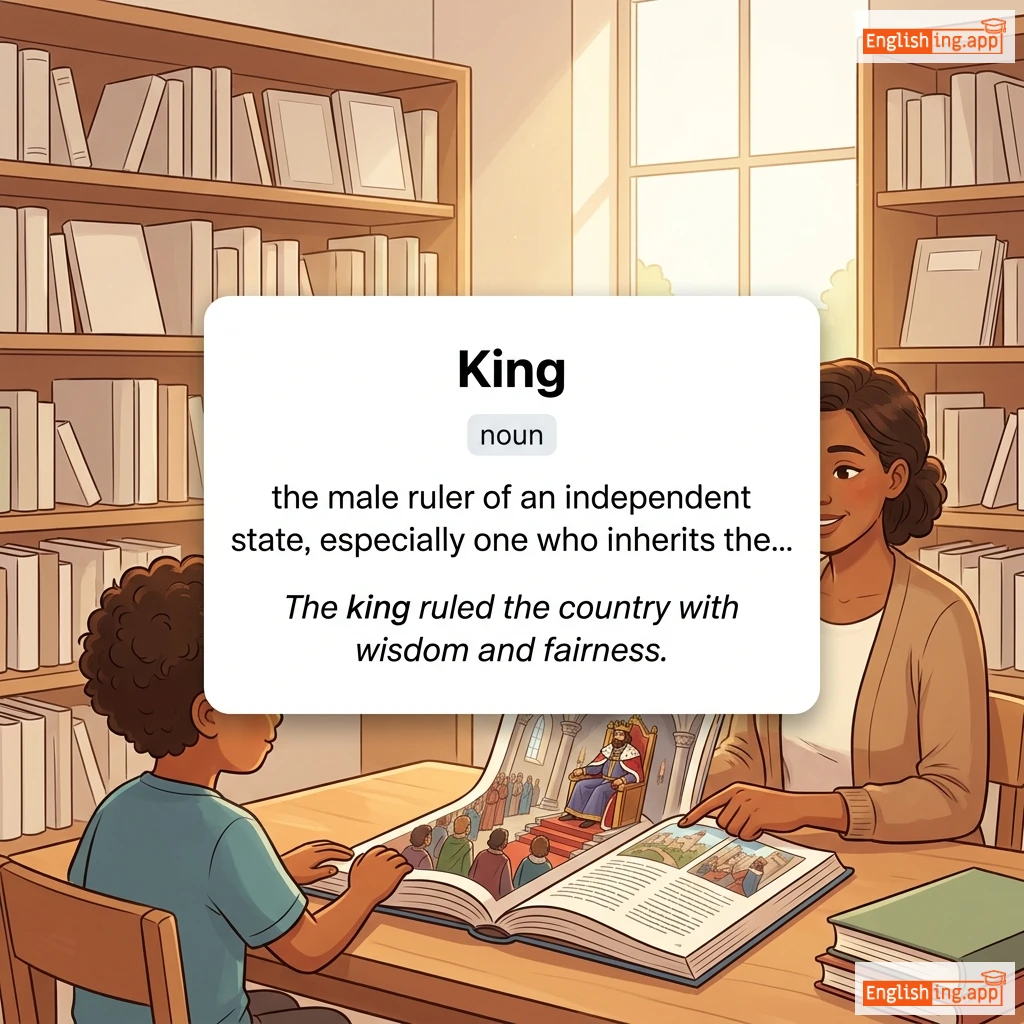 King definition card — visual illustration of the meaning