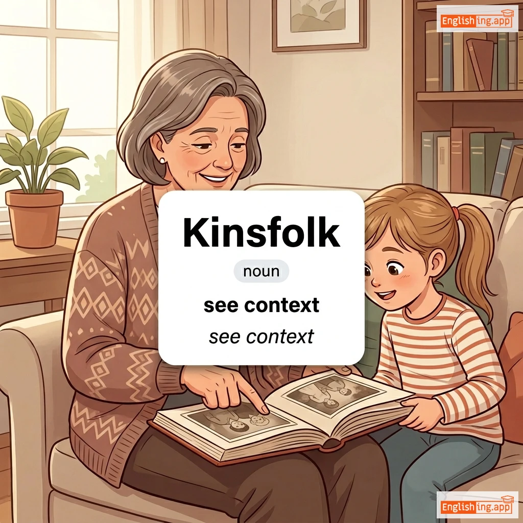 Kinsfolk definition card — visual illustration of the meaning