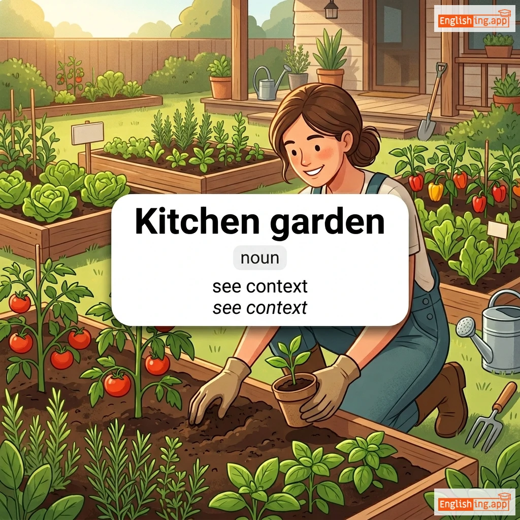 Kitchen garden definition card — visual illustration of the meaning