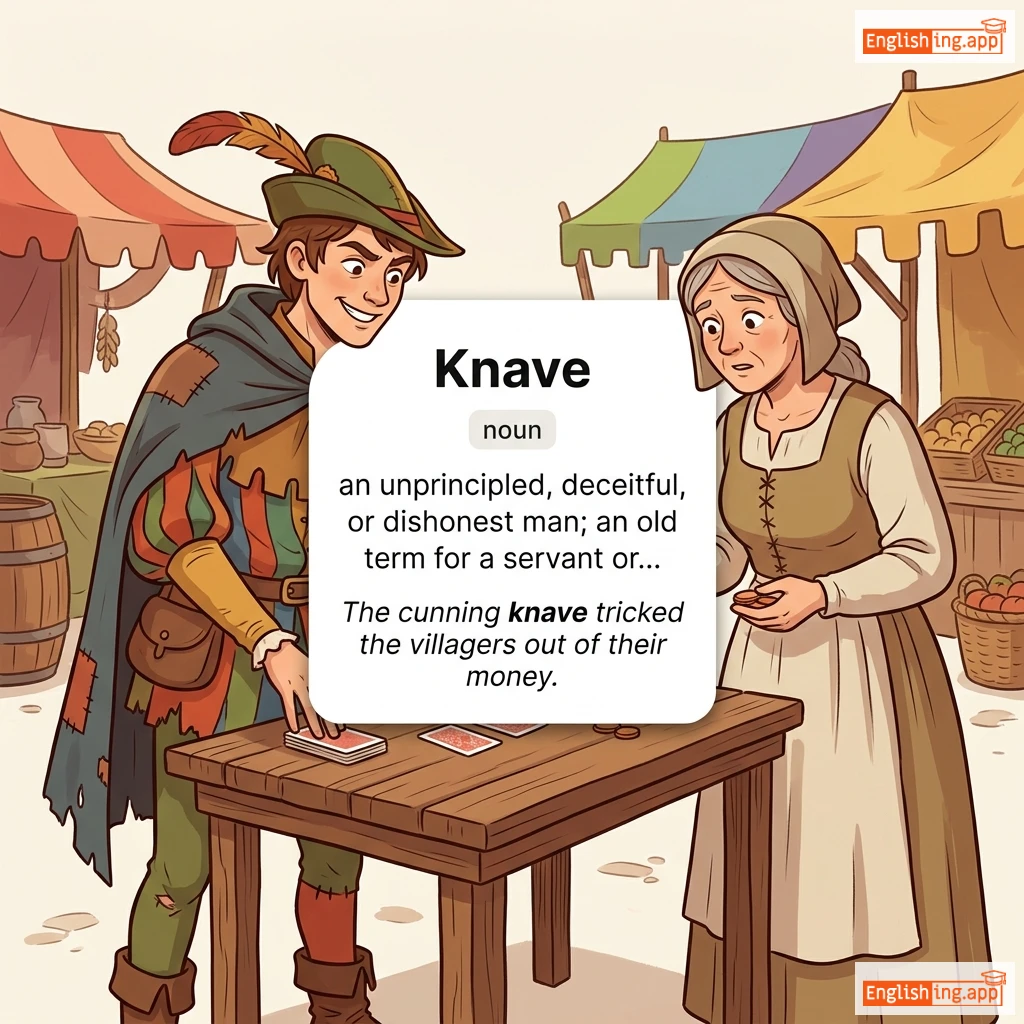 Knave definition card — visual illustration of the meaning