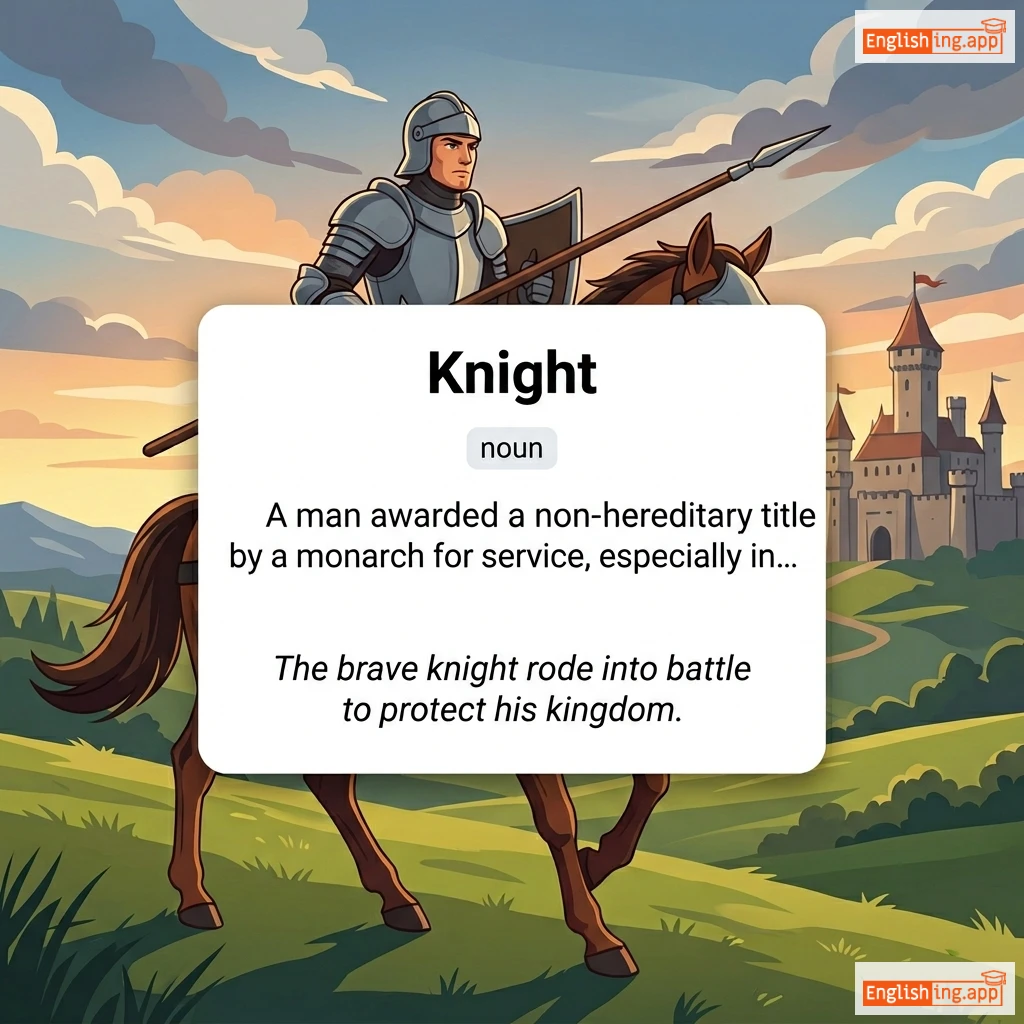 Knight definition card — visual illustration of the meaning