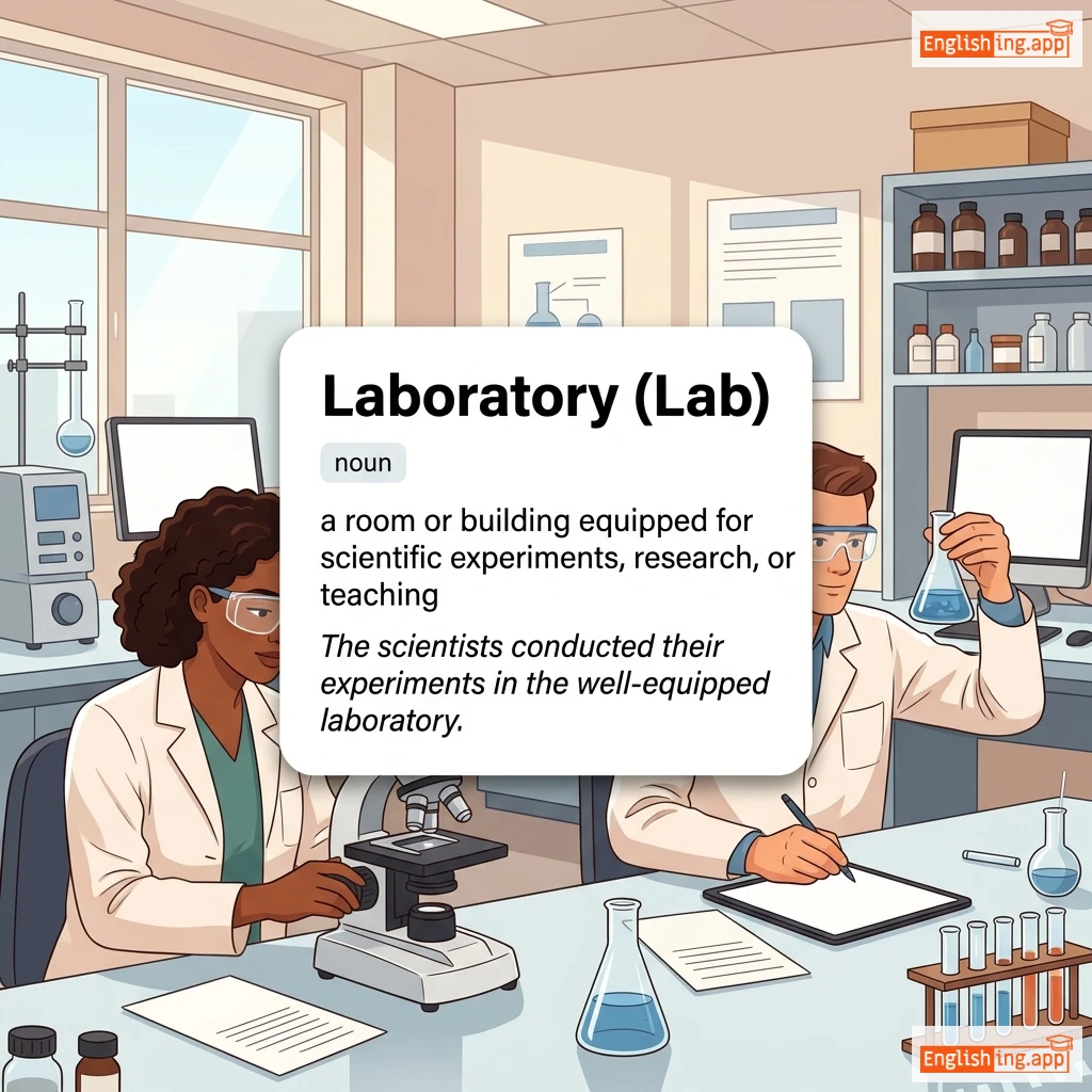 Laboratory (Lab) definition card — visual illustration of the meaning