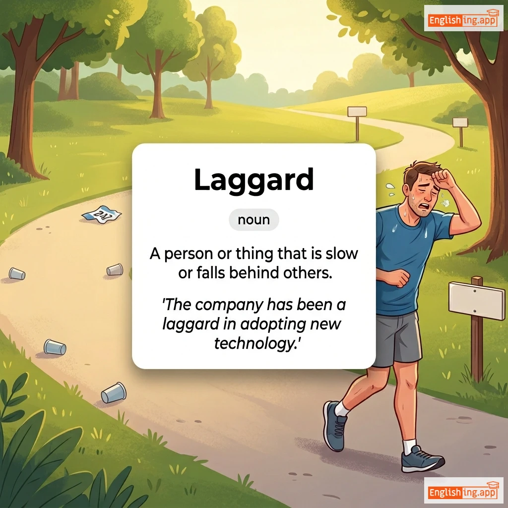 Laggard definition card — visual illustration of the meaning