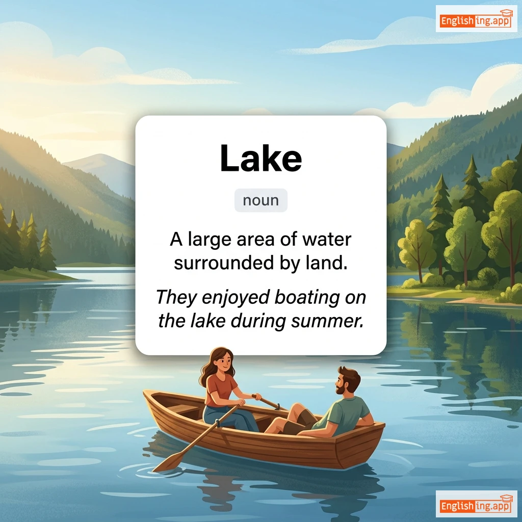 Lake definition card — visual illustration of the meaning