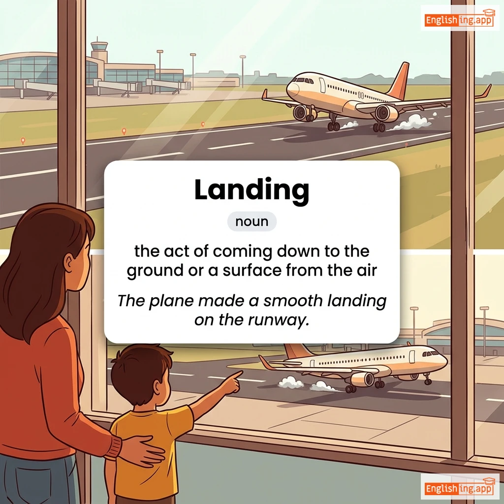 Landing definition card — visual illustration of the meaning