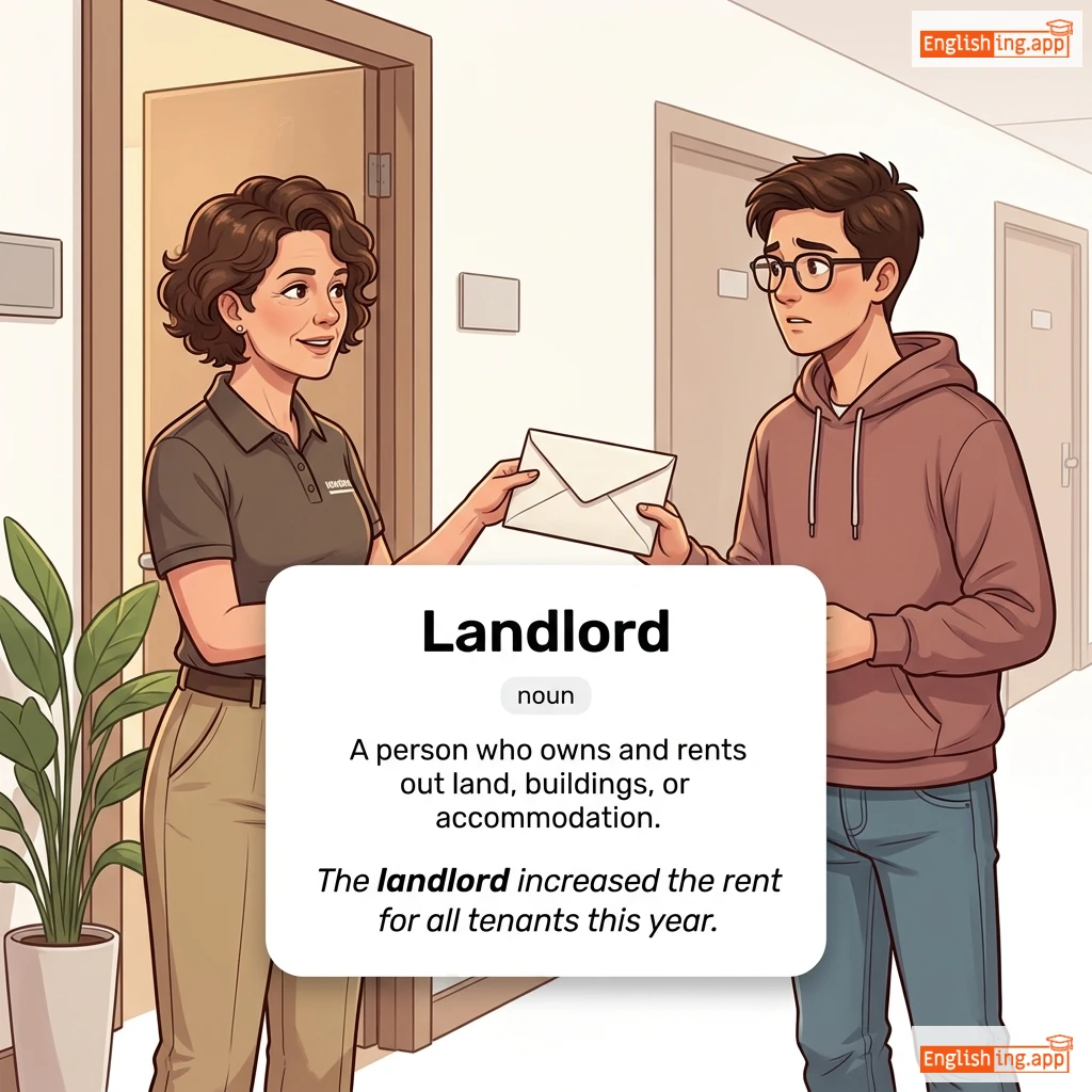 Landlord definition card — visual illustration of the meaning