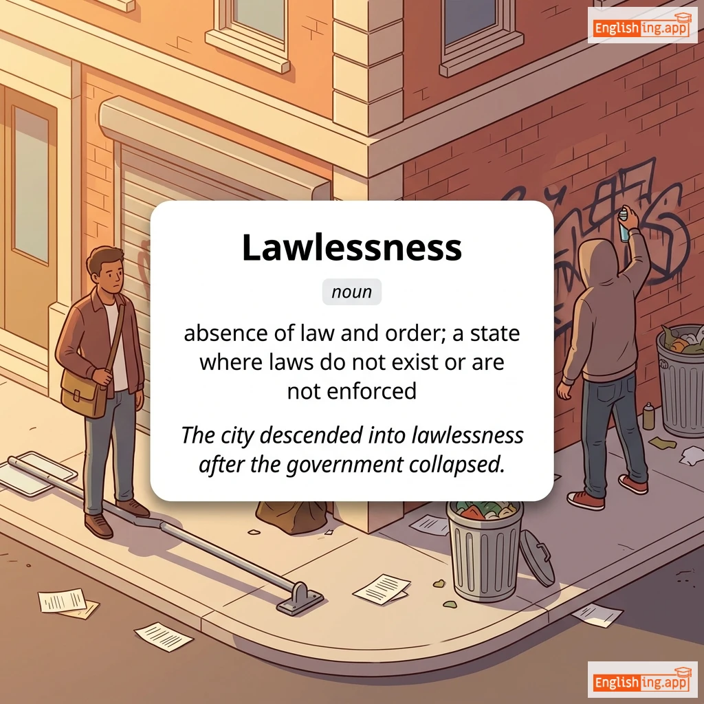Lawlessness definition card — visual illustration of the meaning