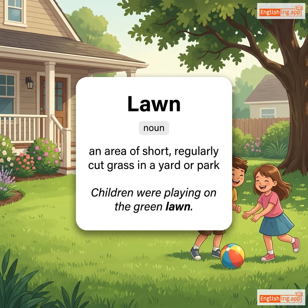 Lawn definition card — visual illustration of the meaning