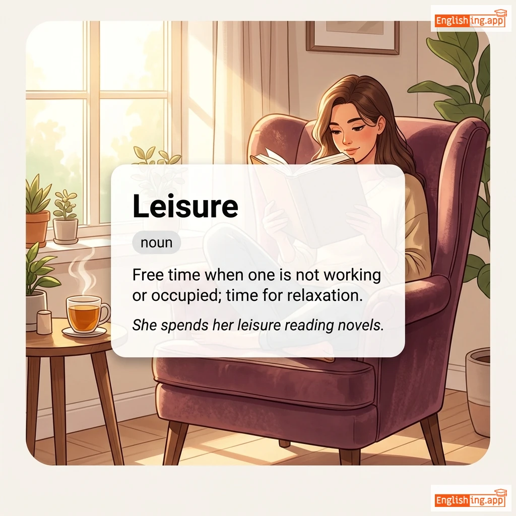Leisure definition card — visual illustration of the meaning