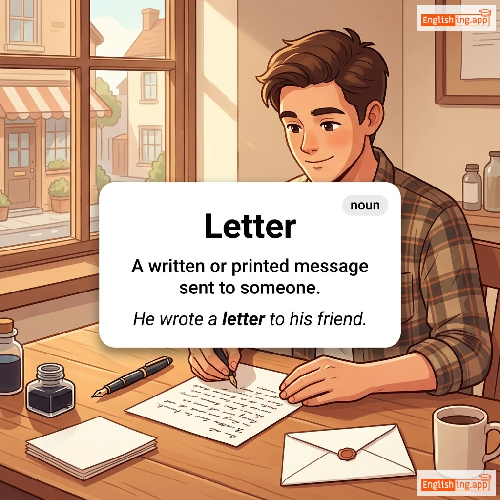 Letter definition card — visual illustration of the meaning