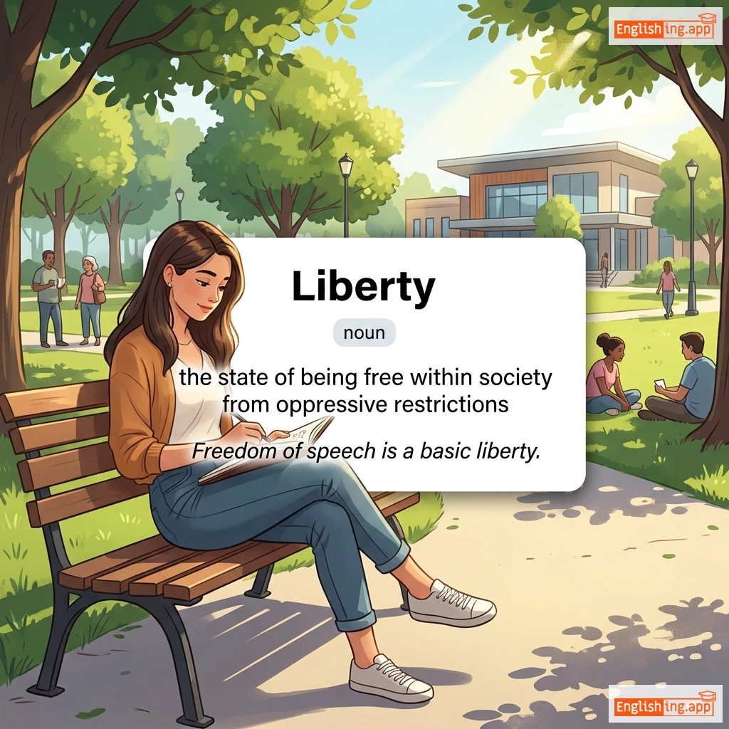 Liberty definition card — visual illustration of the meaning