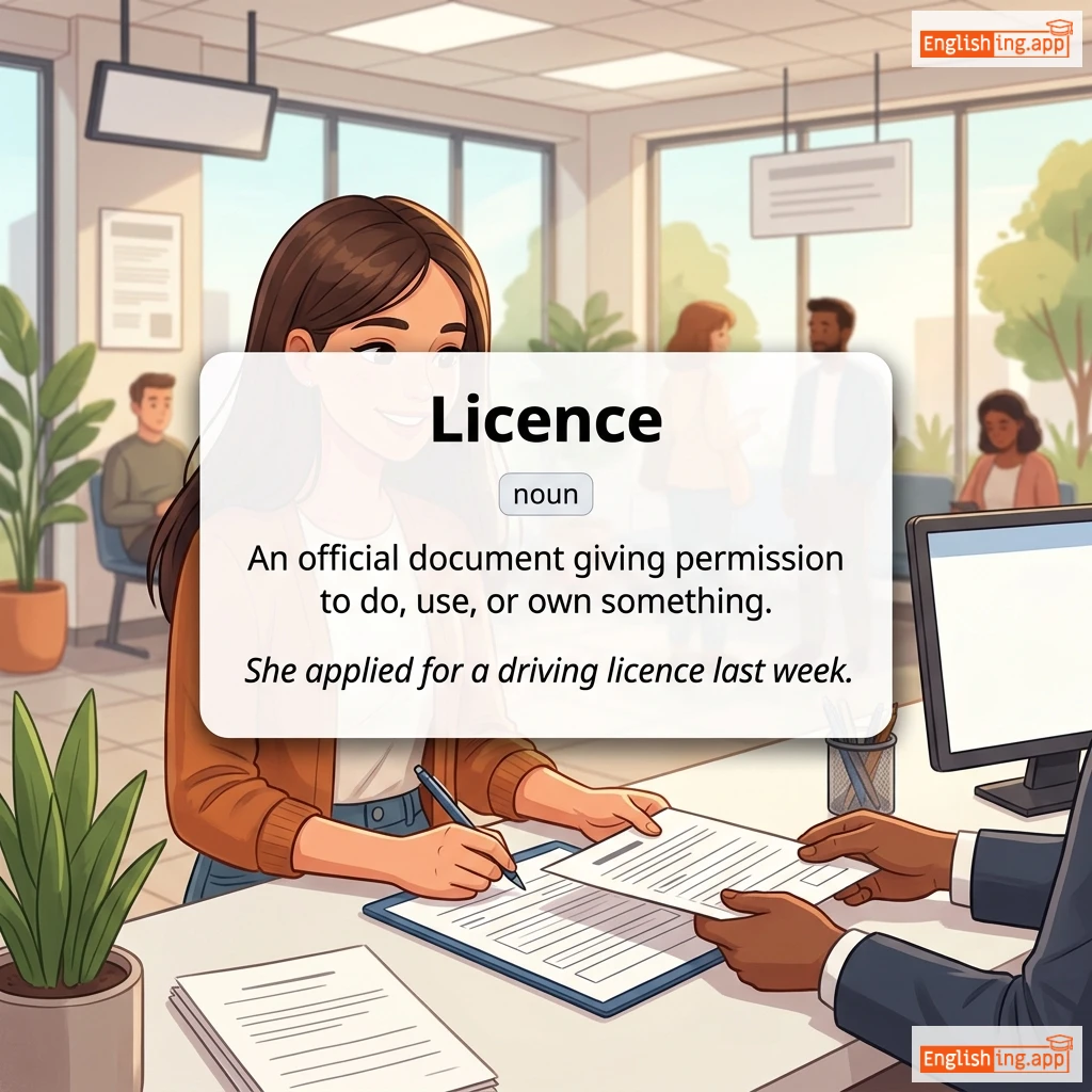 Licence definition card — visual illustration of the meaning