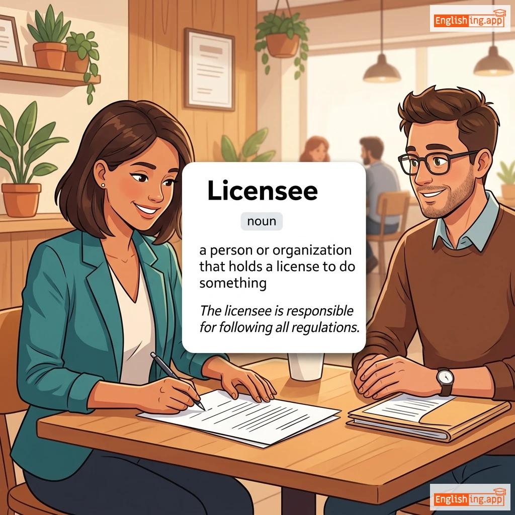 Licensee definition card — visual illustration of the meaning