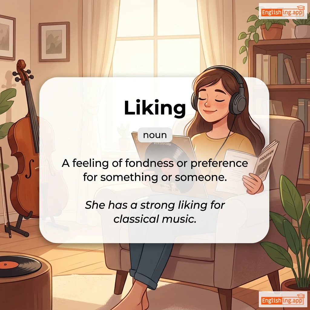 Liking definition card — visual illustration of the meaning
