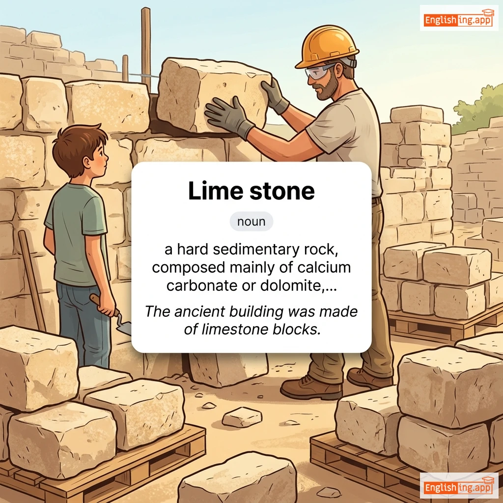 Lime stone definition card — visual illustration of the meaning
