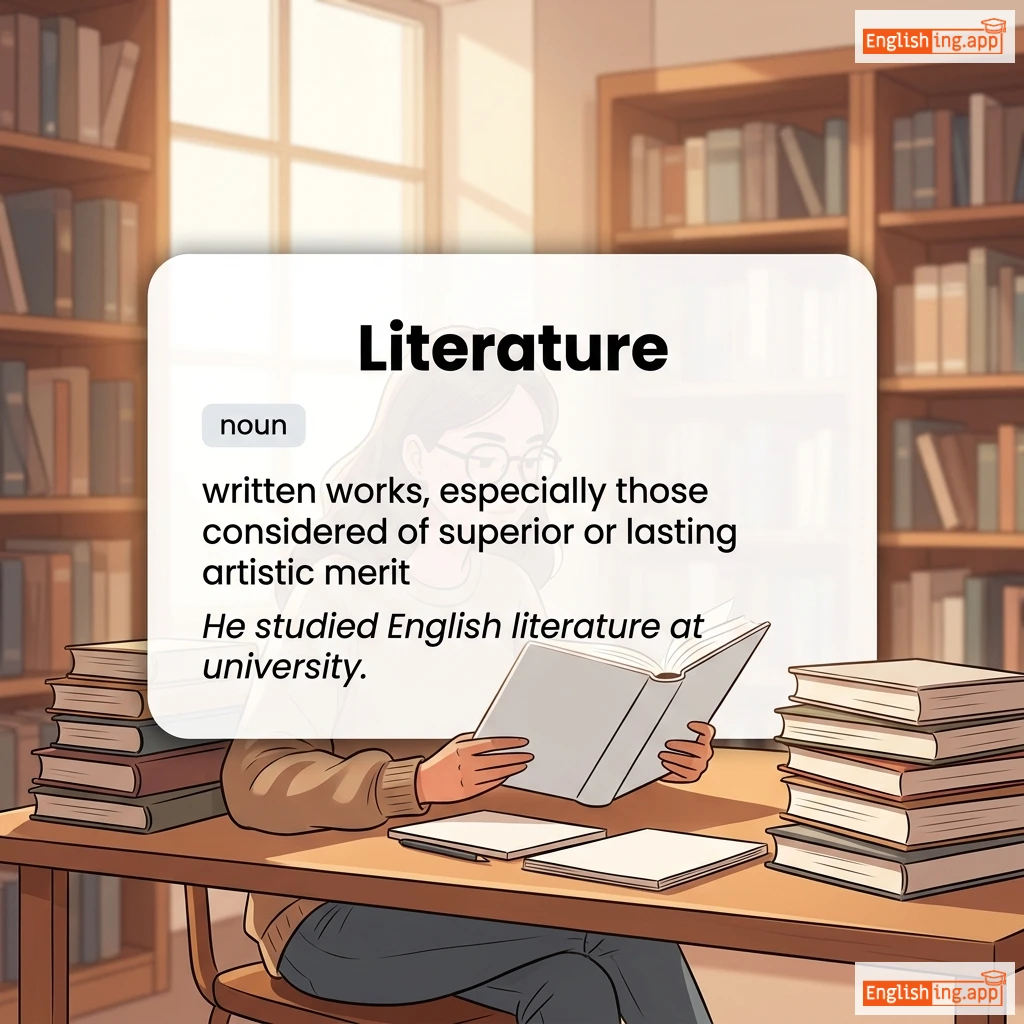 Literature definition card — visual illustration of the meaning