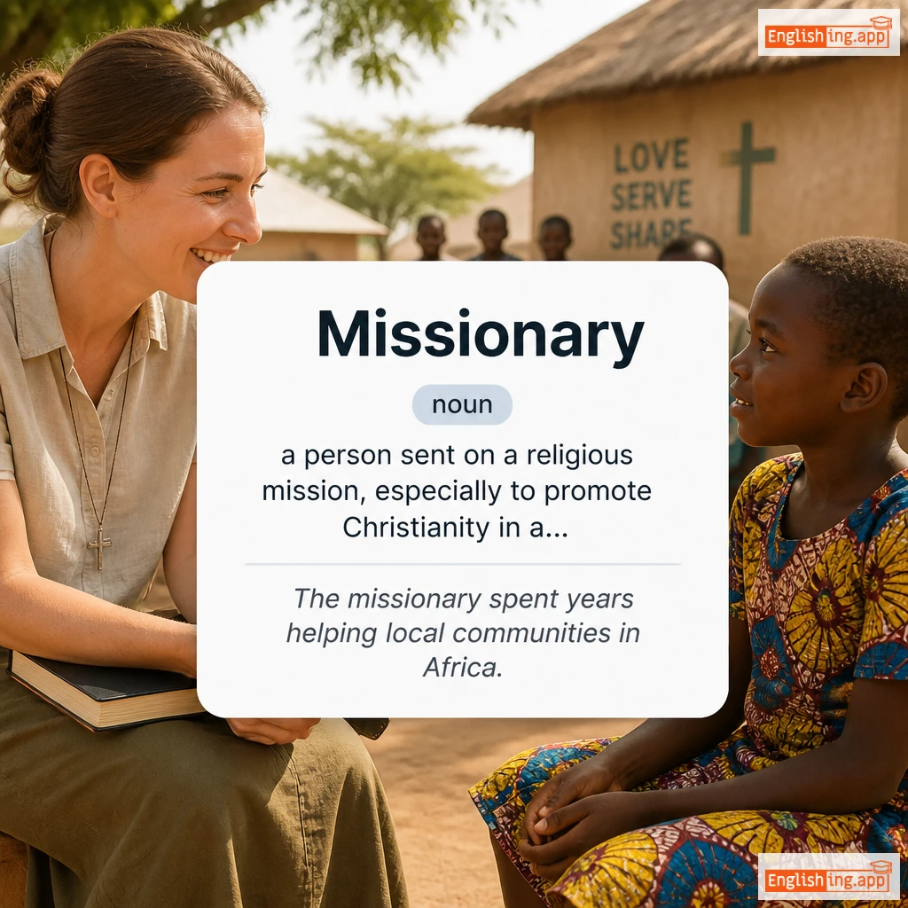 Missionary definition card — visual illustration of the meaning