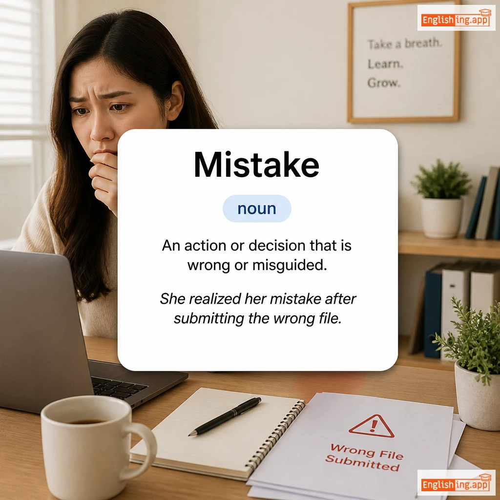 Mistake definition card — visual illustration of the meaning