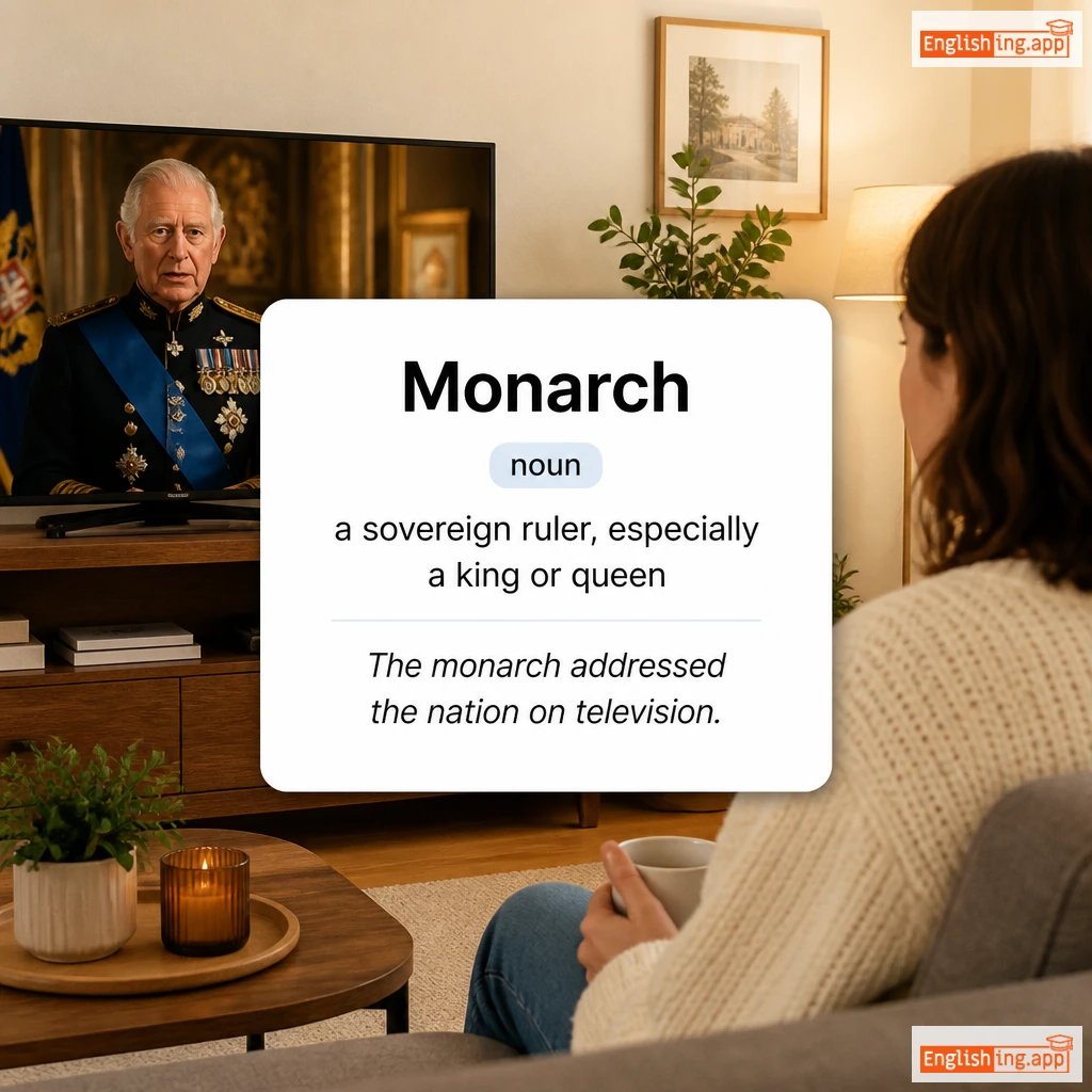 Monarch definition card — visual illustration of the meaning