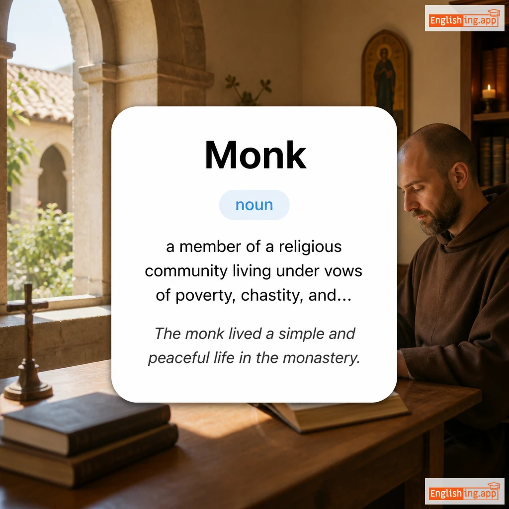 Monk definition card — visual illustration of the meaning