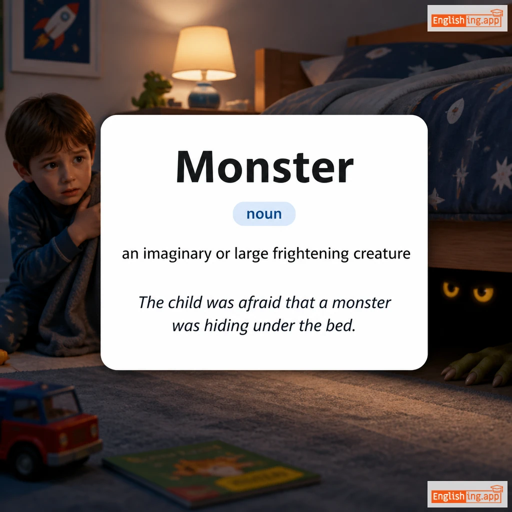 Monster definition card — visual illustration of the meaning