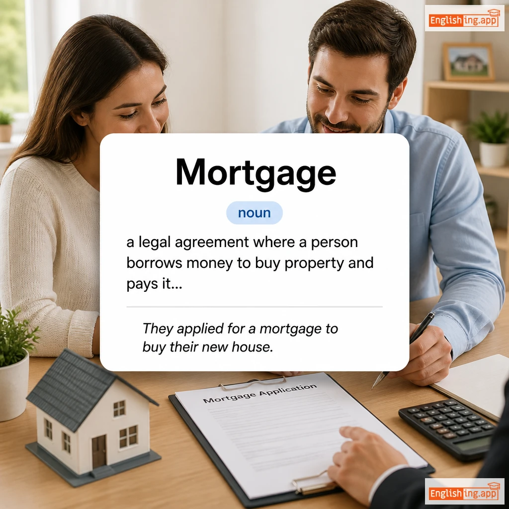 Mortgage definition card — visual illustration of the meaning