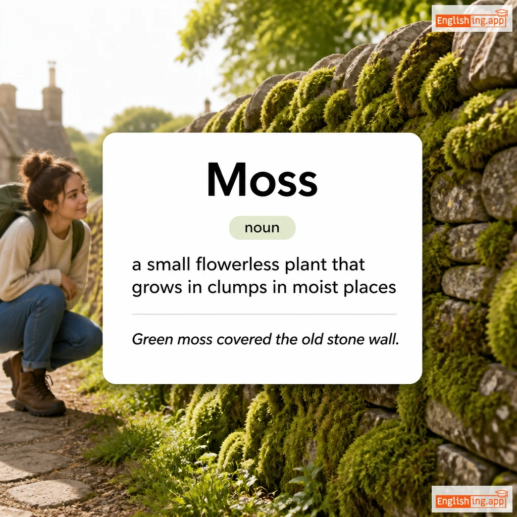 Moss definition card — visual illustration of the meaning