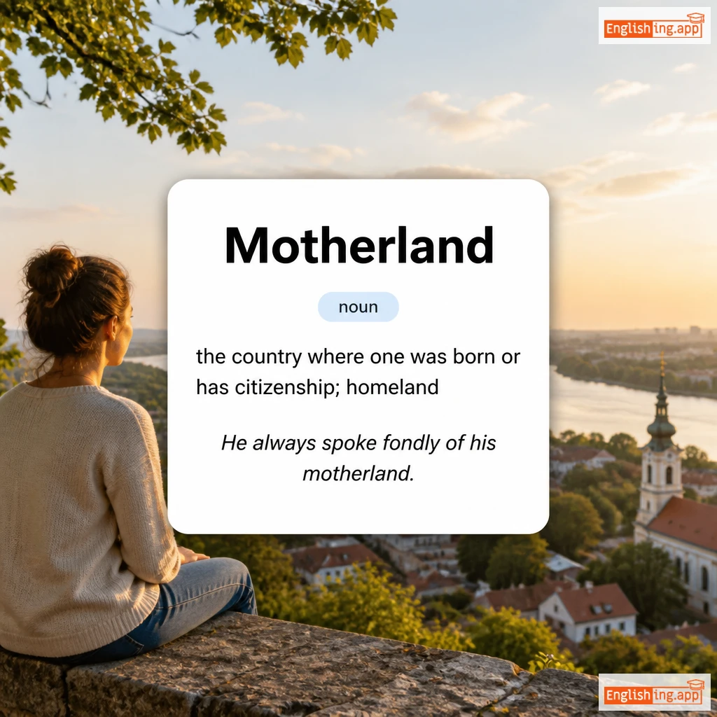 Motherland definition card — visual illustration of the meaning