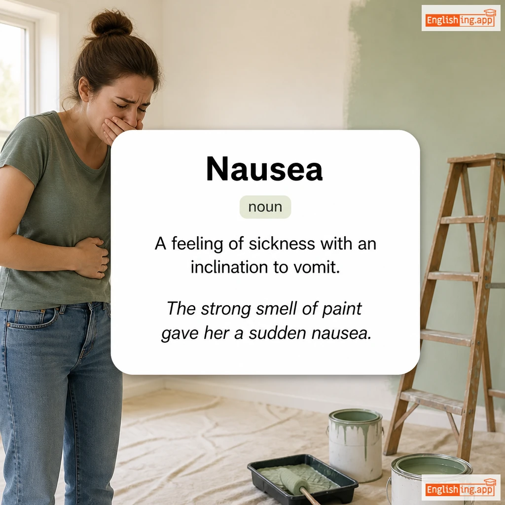 Nausea definition card — visual illustration of the meaning