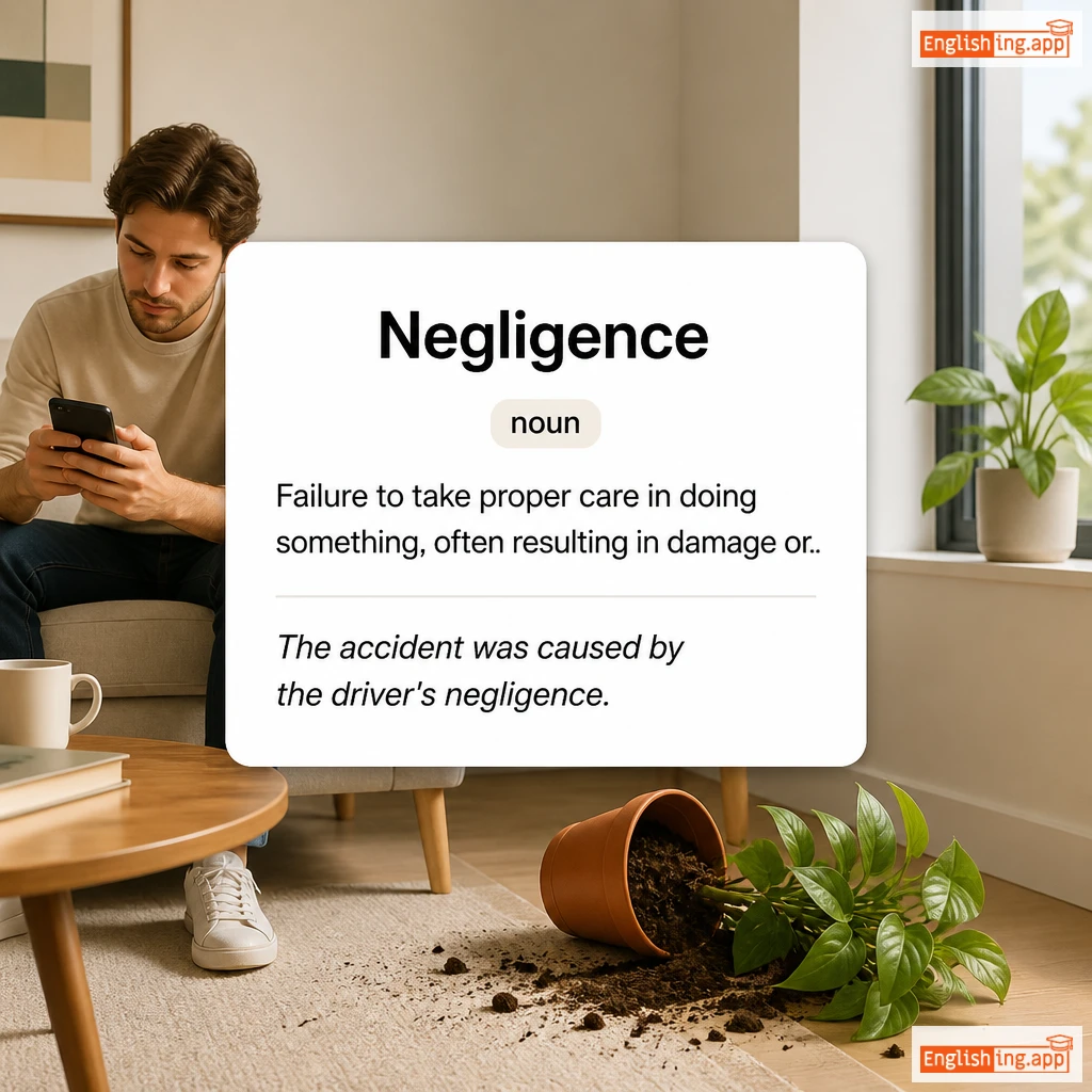Negligence definition card — visual illustration of the meaning