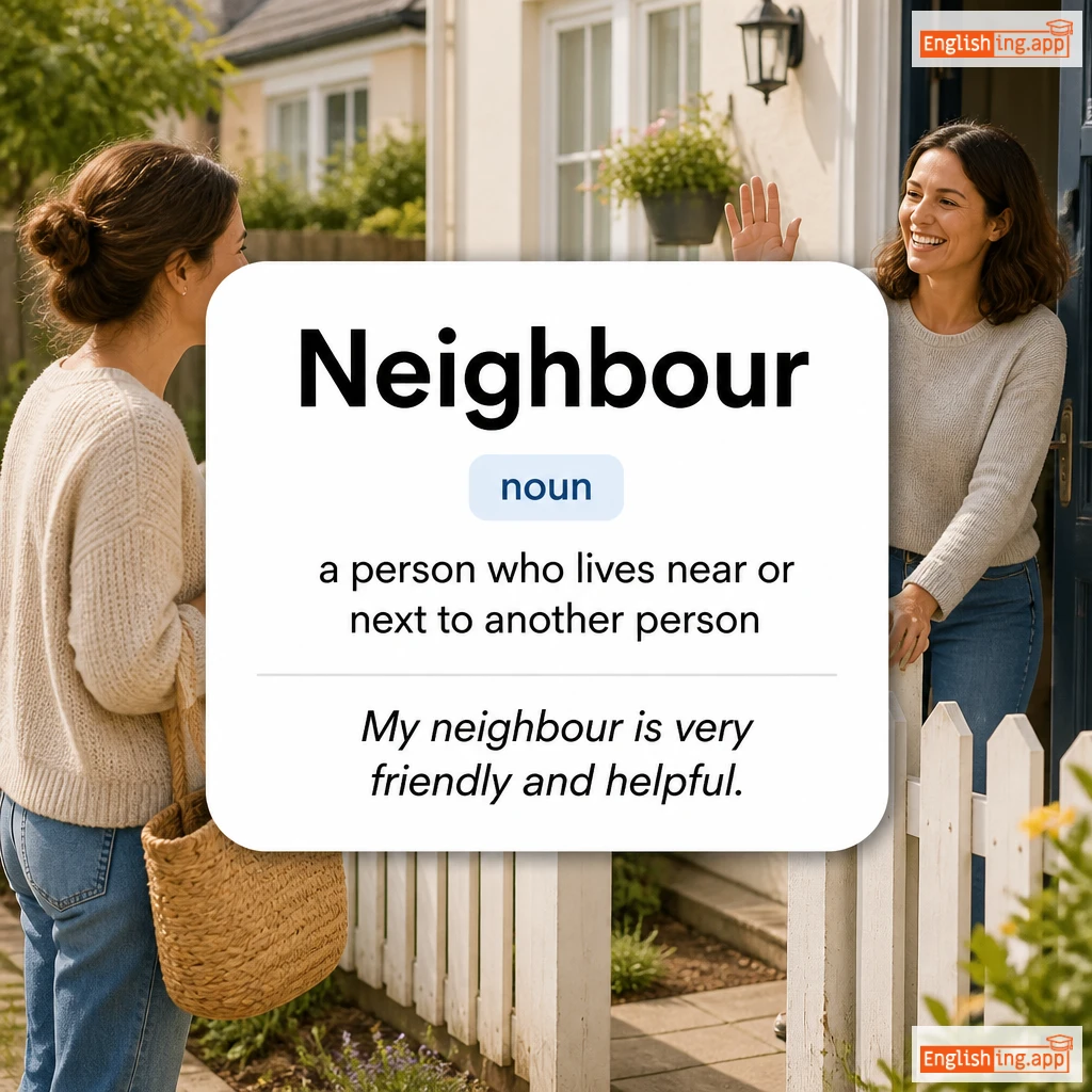 Neighbour definition card — visual illustration of the meaning