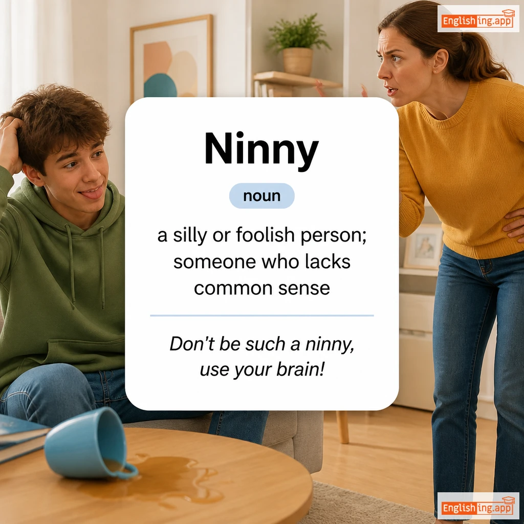 Ninny definition card — visual illustration of the meaning