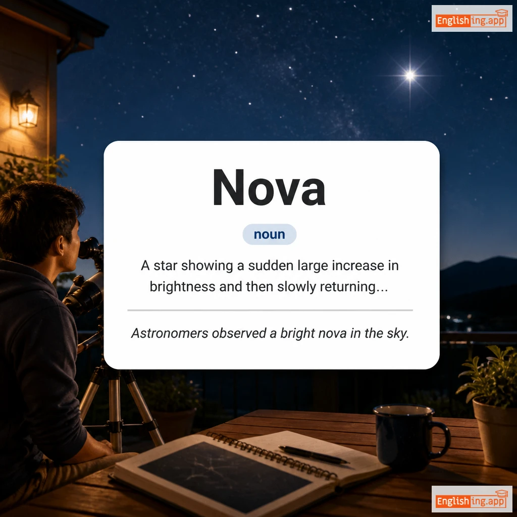 Nova definition card — visual illustration of the meaning