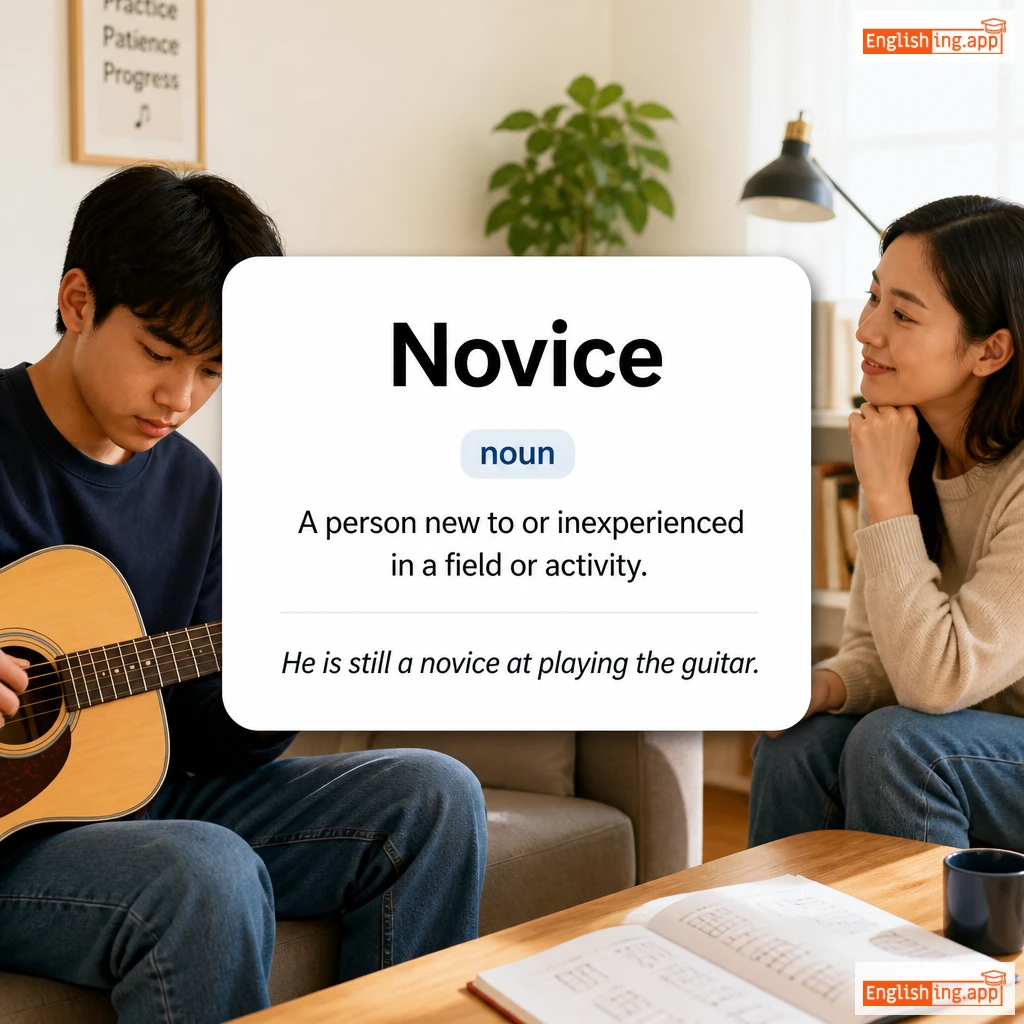 Novice definition card — visual illustration of the meaning
