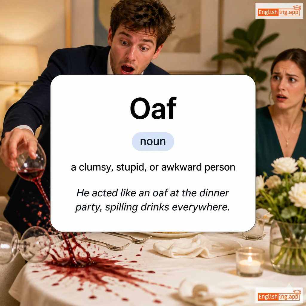 Oaf definition card — visual illustration of the meaning