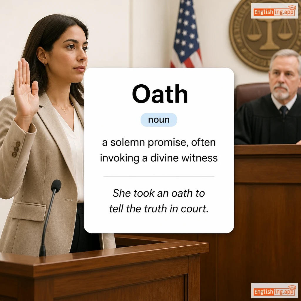 Oath definition card — visual illustration of the meaning