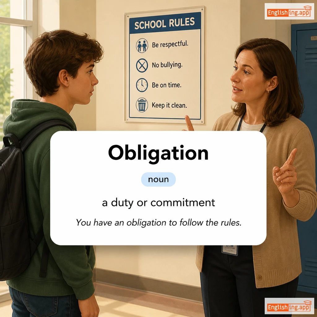 Obligation definition card — visual illustration of the meaning