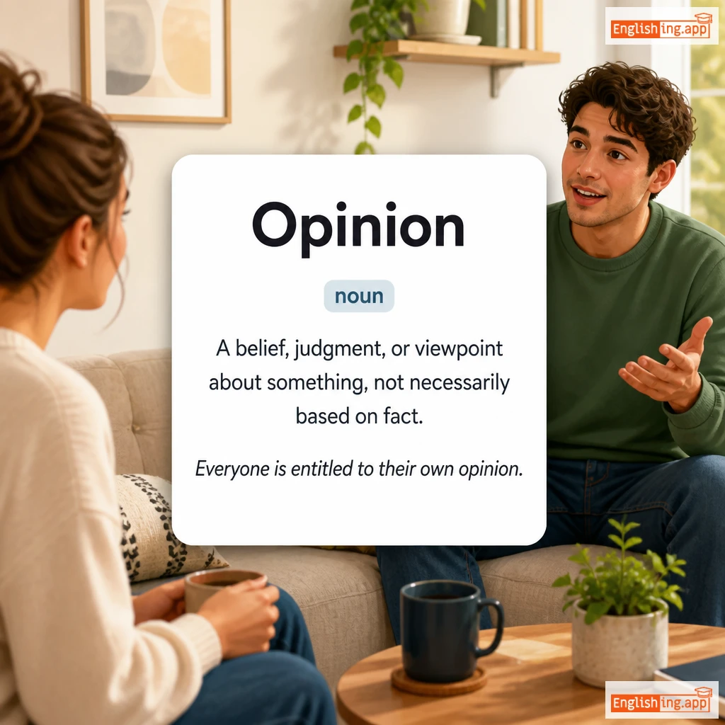 Opinion definition card — visual illustration of the meaning