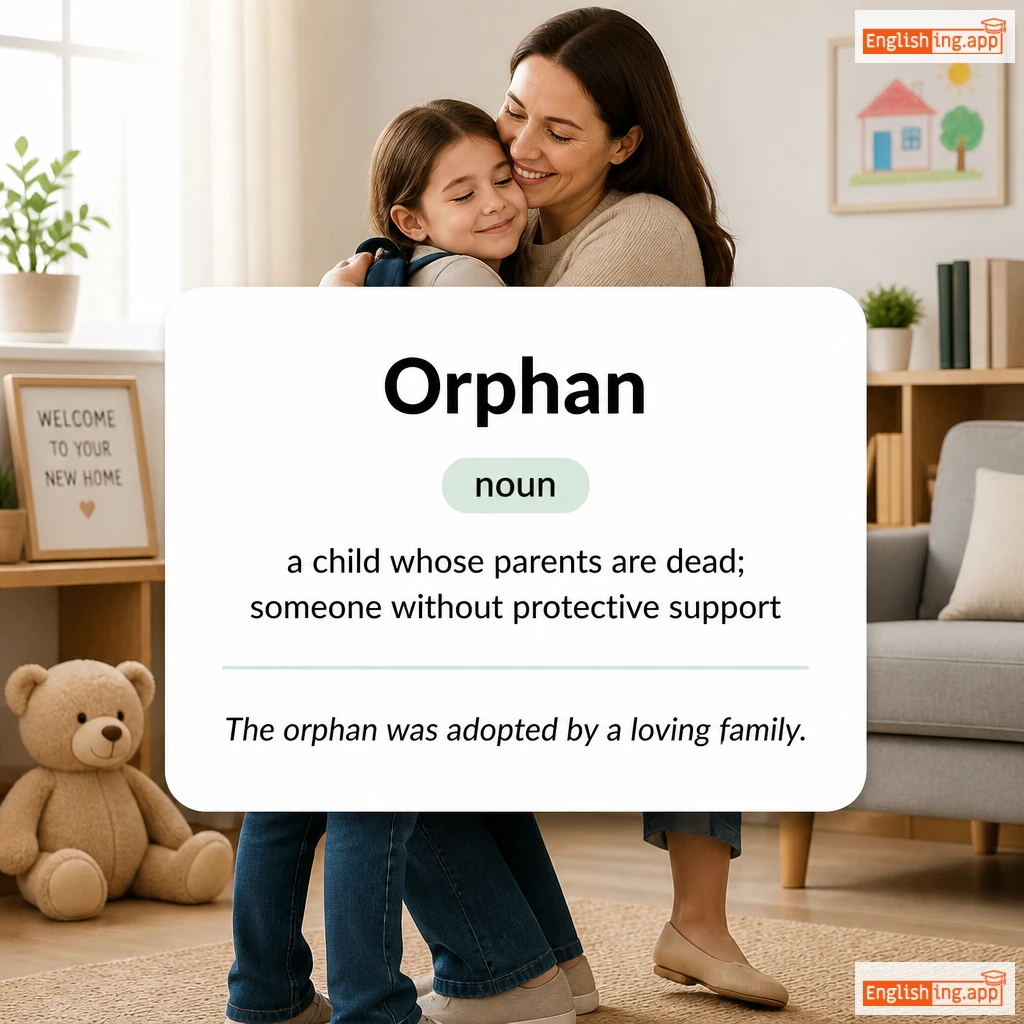 Orphan definition card — visual illustration of the meaning