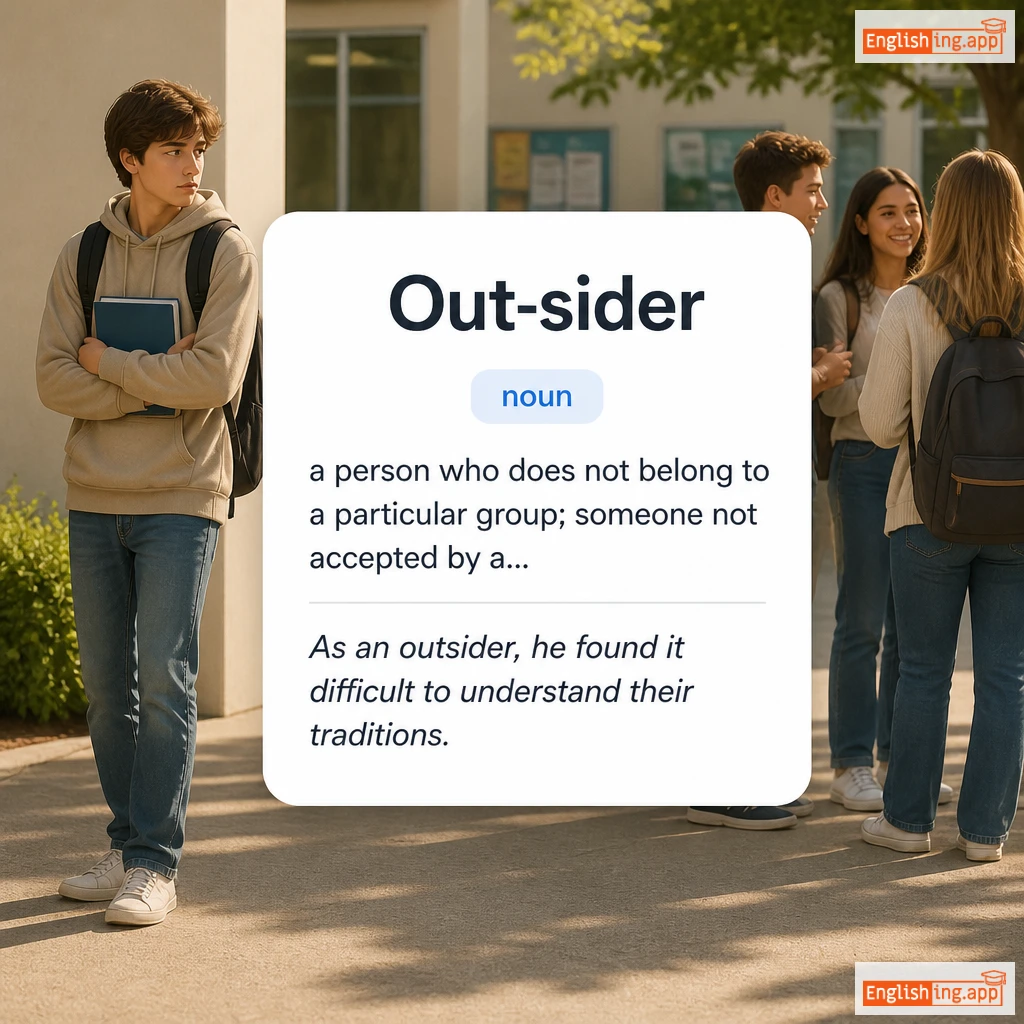 Out-sider definition card — visual illustration of the meaning