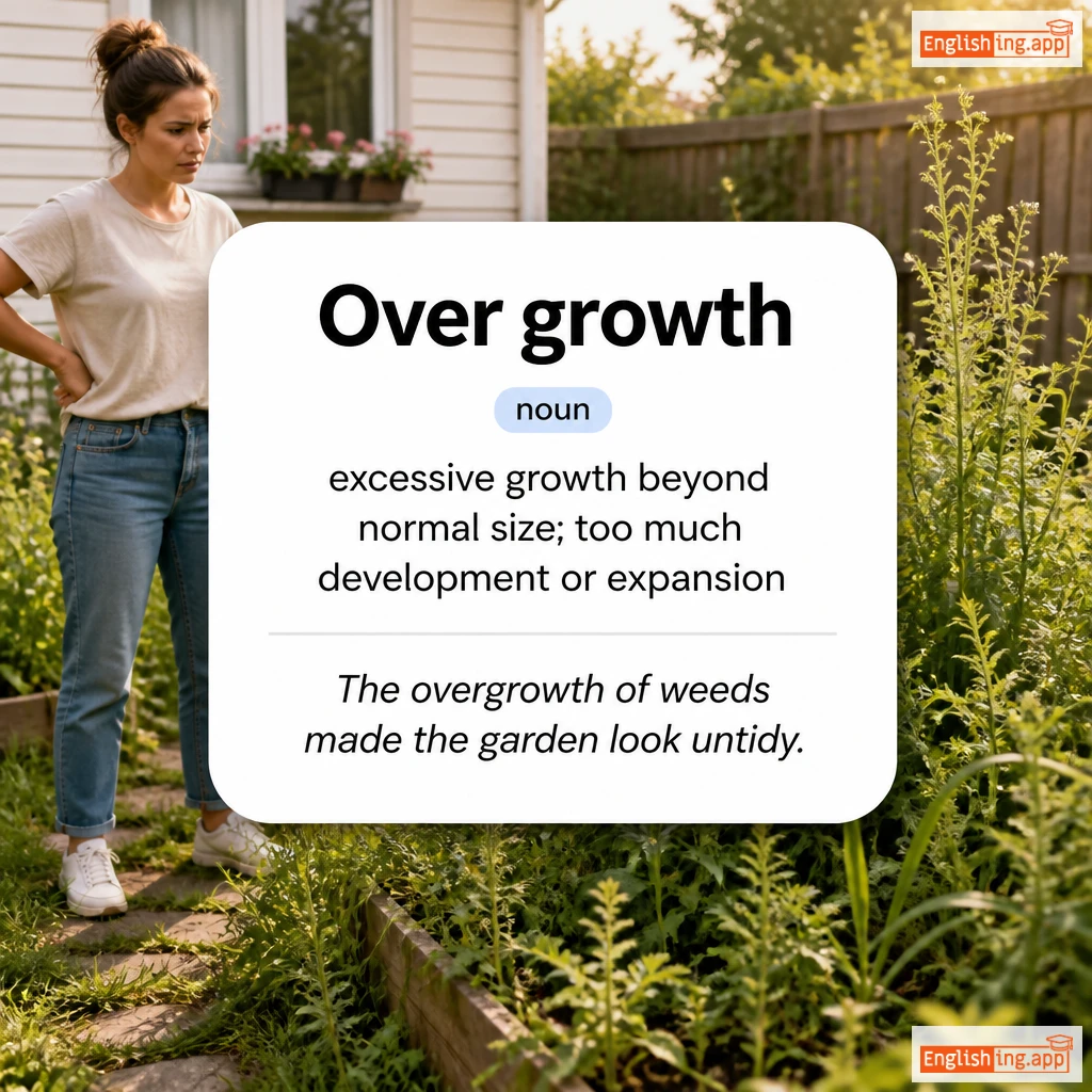 Over growth definition card — visual illustration of the meaning
